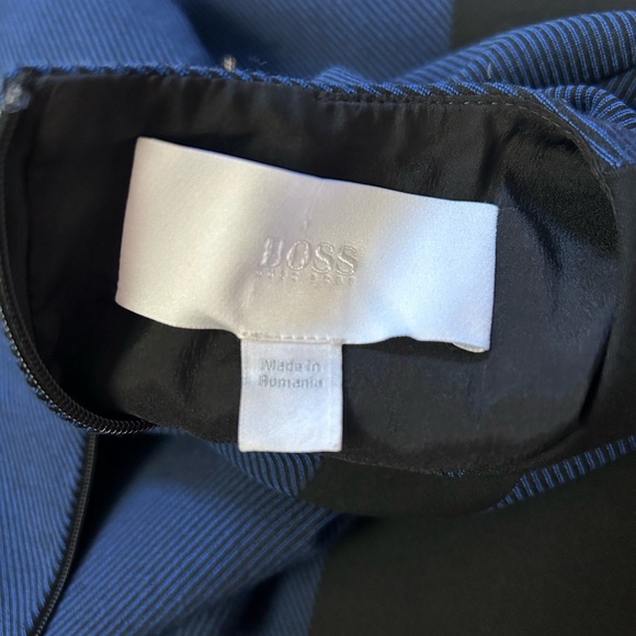 Hugo Boss Blue Black HERMELY Stripe Sporty Professional Sheath Fitted Dress - Picture 3 of 3